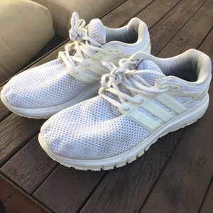 White adidas athletic shoes